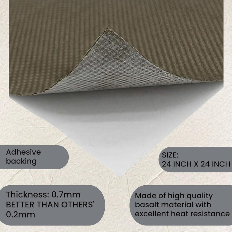 BSTFLEX Reinforced Exhaust Heat Shield Mat 24'' x 24'' with Adhesive Backed Resistant Thermal Barrier for Hose and Auto Use Heat Insulation Sheet - Image 2